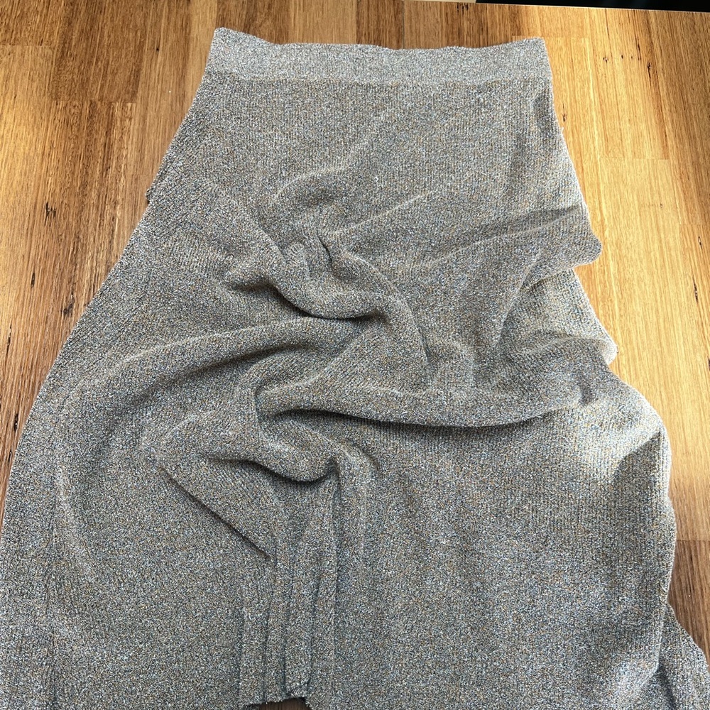 Zara Silver Metallic Ribbed Midi Skirt